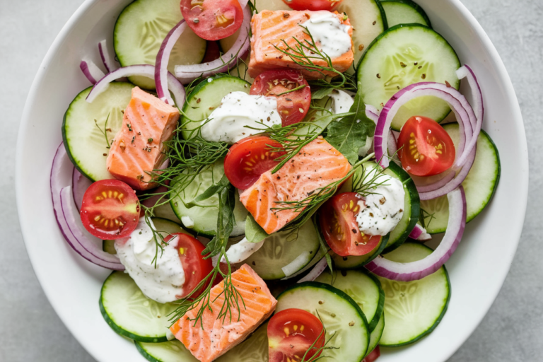 Unlock the Ultimate Freshness: Seasoned Cucumber Salad with Salmon That Will Blow Your Taste Buds