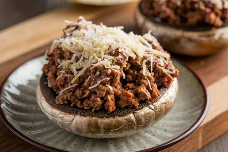 Easy One-Pan Lasagna Stuffed Portobello Mushrooms
