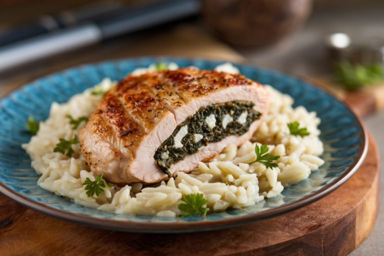 Unlock Flavor Magic: Spinach & Feta Stuffed Chicken with Orzo Pilaf That Will Blow Your Taste Buds