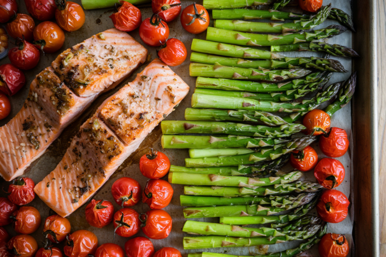 Unlock Dinner Magic with This Irresistible Sheet Pan Salmon with Asparagus and Cherry Tomatoes