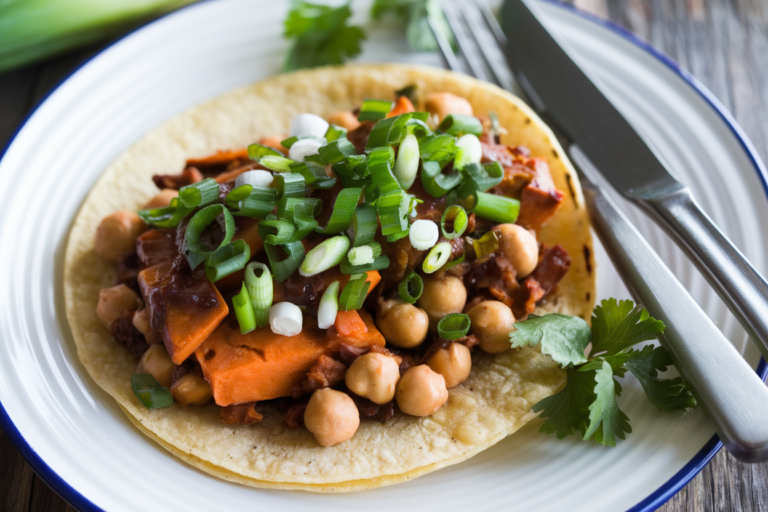 Quick & Easy BBQ Sweet Potato and Chickpea Tacos