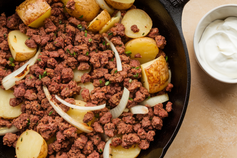 How to Make Crispy Ground Meat and Potato Hash (One Skillet Recipe)