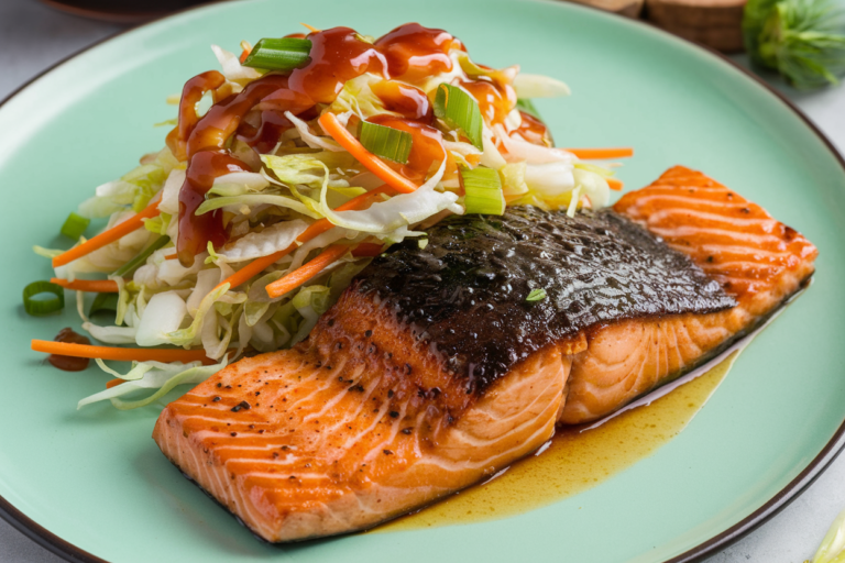 Sheet Pan Teriyaki Salmon & Asian Slaw (One Pan)