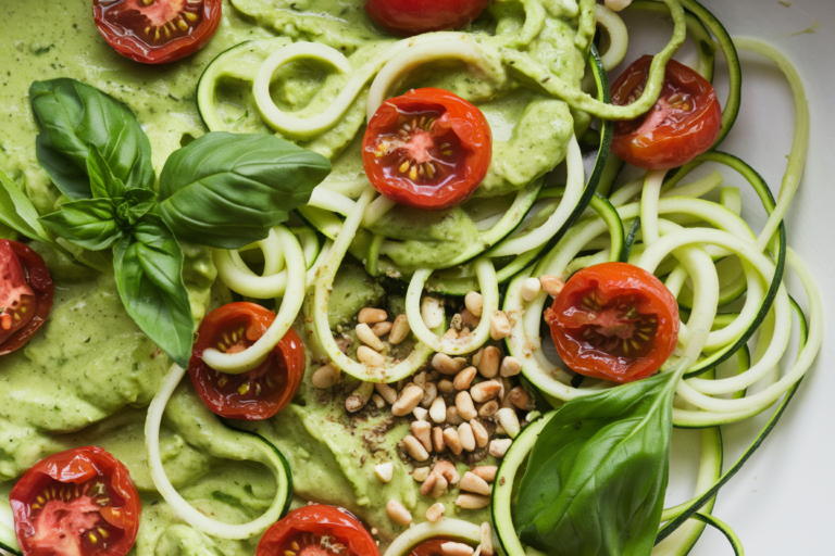 The Ultimate Zucchini Noodles with Creamy Avocado Pesto & Cherry Tomatoes You Didn’t Know You Needed