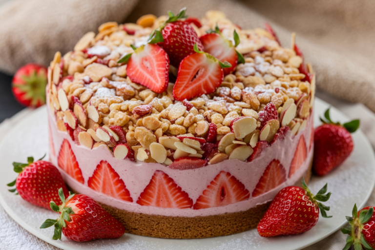 The Best Strawberry Crunch Cake (Creamy & Crunchy)