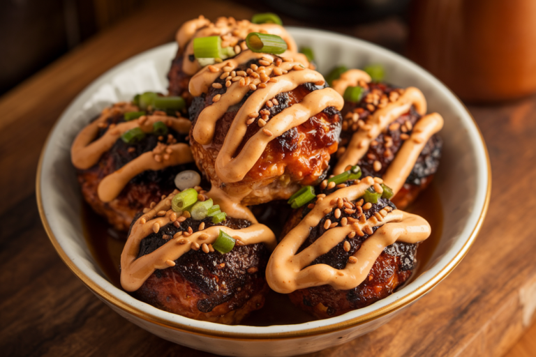 Best Korean BBQ Chicken Meatballs (with Easy Spicy Mayo)