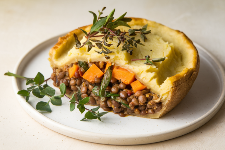 Easy Vegan Shepherd’s Pie with Lentils & Sweet Potato