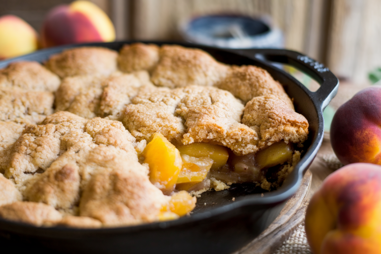 Brown Sugar Cinnamon Peach Cobbler (Easy Skillet Recipe)