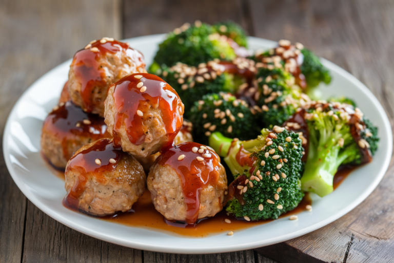 How to Make Honey Sriracha Meatballs and Sesame Broccoli in Under 30 Minutes