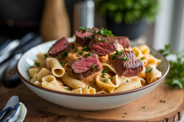 How to Make Creamy Garlic Butter Steak Bite Pasta