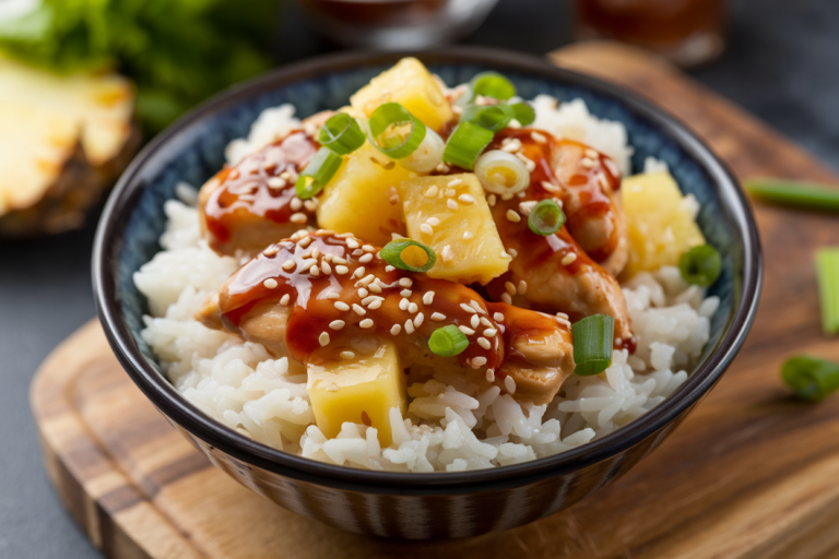 Easy Spicy Pineapple Teriyaki Chicken Rice Bowl