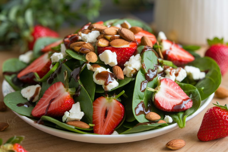 Easy Strawberry Spinach Salad with Feta and Poppy Seed Dressing