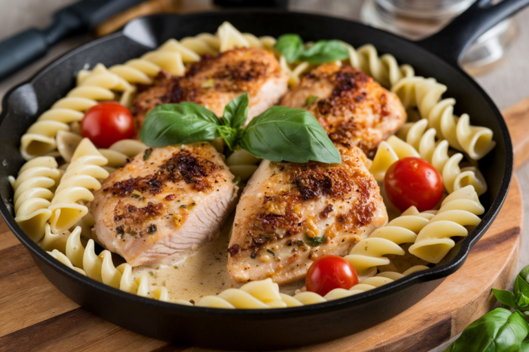 This Creamy Garlic Chicken & Pasta Skillet Will Change Dinner Forever — Seriously, It’s That Good!