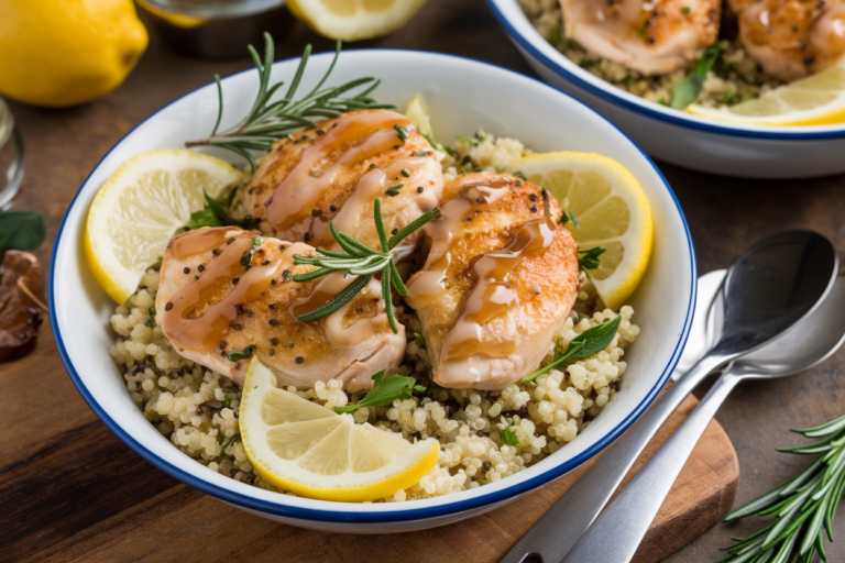 Easy Lemon Garlic Chicken Quinoa Bowls